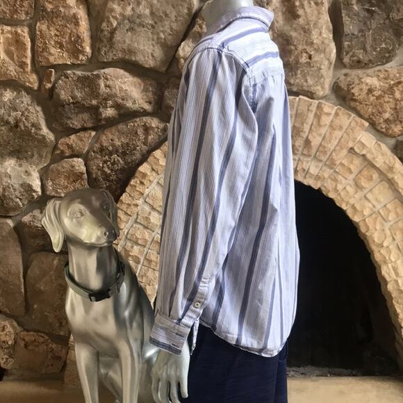 Tommy Bahama Cotton Blue Striped Men's Button Down Shirt with Pocket Size XL - Picture 3 of 6